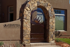 rust patina gate with copper sun