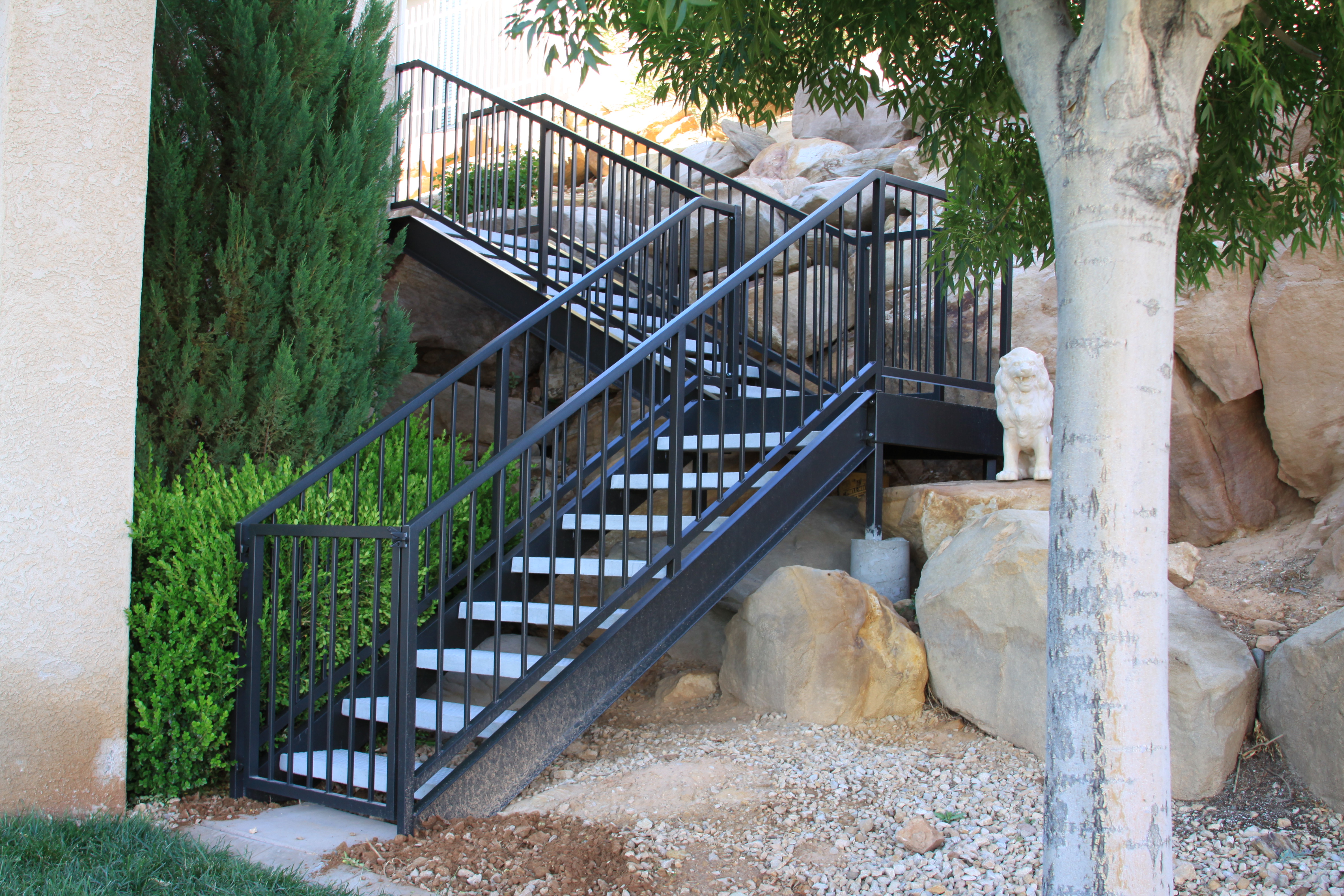 concrete stairs with steel stingers